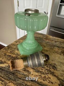 Cathedral Green Moonstone Oil Lamp Aladdin Mantle Lamp Company