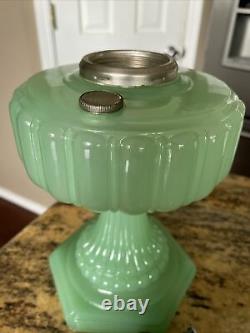 Cathedral Green Moonstone Oil Lamp Aladdin Mantle Lamp Company