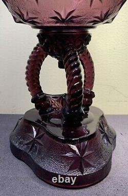 Cathedral Oil Lamp, Purple / Amethyst Stars Pattern, Beautiful! Rare! HTF