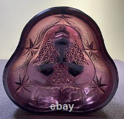 Cathedral Oil Lamp, Purple / Amethyst Stars Pattern, Beautiful! Rare! HTF