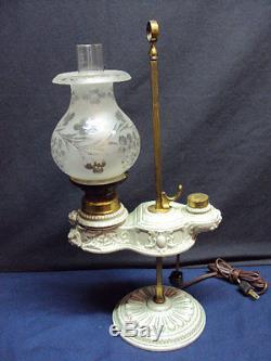 Ceramic Student Oil/Kerosene Lamp Electrified