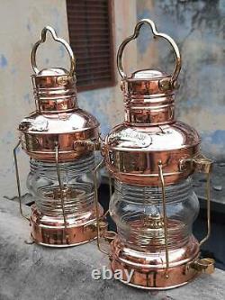 Cillectible Copper Oil Lamp Lantern Maritime Ship Boat Light lamp Set of 2 Unit