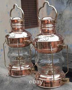 Cillectible Copper Oil Lamp Lantern Maritime Ship Boat Light lamp Set of 2 Unit