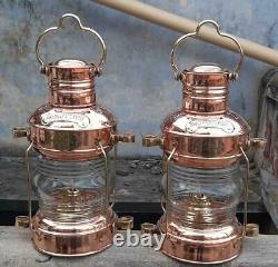 Cillectible Copper Oil Lamp Lantern Maritime Ship Boat Light lamp Set of 2 Unit