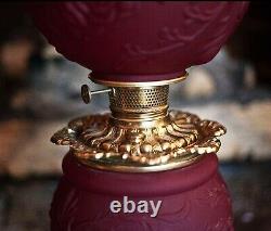 Collectable Antique GWTW 1900 Parlor Oil Lamp Blown Ruby Red Glass Electrified