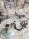 Complete Metal Wall Bracket with Oil Lamp, Mercury Glass Reflector Victorian Era