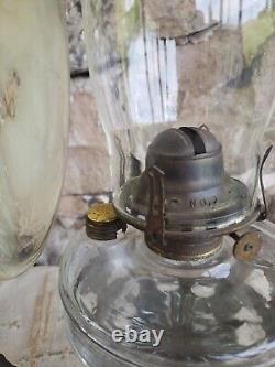 Complete Metal Wall Bracket with Oil Lamp, Mercury Glass Reflector Victorian Era