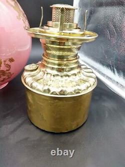 Consolidated Banquet Oil Lamp Gold Gilded Rampant Lion Griffin Pink Cased GWTW