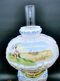 Consolidated Glass Wrigleys Gone With The Wind Parlor Oil Lamp Promotional