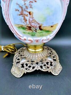 Consolidated Glass Wrigleys Gone With The Wind Parlor Oil Lamp Promotional