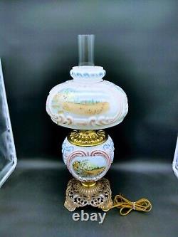 Consolidated Glass Wrigleys Gone With The Wind Parlor Oil Lamp Promotional