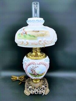 Consolidated Glass Wrigleys Gone With The Wind Parlor Oil Lamp Promotional