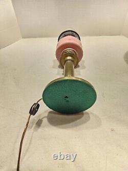 Converted Electric Victorian Brass Oil Lamp, Pink and Milk Glass Hobnail Globe