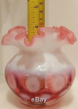 Cranberry Coin Dot Miniature Oil Lamp, Antique, Complete P & A Nutmeg Burner