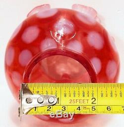 Cranberry Coin Dot Miniature Oil Lamp, Antique, Complete P & A Nutmeg Burner