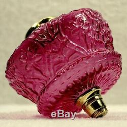 Cranberry Pink Embossed Clear Glass Kerosene Oil Lamp Font Fount