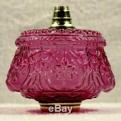 Cranberry Pink Embossed Clear Glass Kerosene Oil Lamp Font Fount