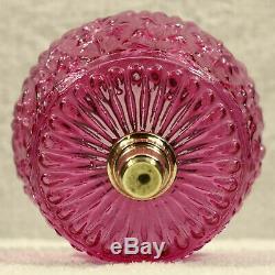 Cranberry Pink Embossed Clear Glass Kerosene Oil Lamp Font Fount