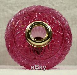 Cranberry Pink Embossed Clear Glass Kerosene Oil Lamp Font Fount