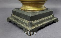 Cylindrical Oil Lamp Porcelain & Brass Laurel Wreath & Torch chimney antique