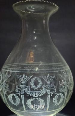 Cylindrical Oil Lamp Porcelain & Brass Laurel Wreath & Torch chimney antique