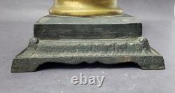 Cylindrical Oil Lamp Porcelain & Brass Laurel Wreath & Torch chimney antique