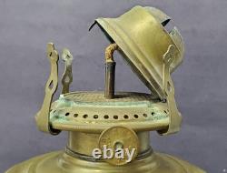 Cylindrical Oil Lamp Porcelain & Brass Laurel Wreath & Torch chimney antique