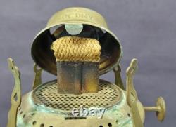 Cylindrical Oil Lamp Porcelain & Brass Laurel Wreath & Torch chimney antique