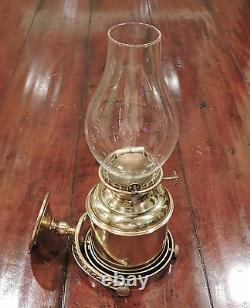 DHR Brass Gimbal Oil Lamp Sconce Smoke Bell Lantern Vintage Wall Mount