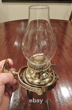 DHR Brass Gimbal Oil Lamp Sconce Smoke Bell Lantern Vintage Wall Mount