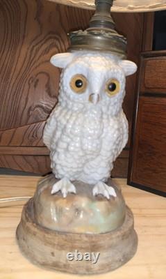 DRESDEN. OWL LAMP. Converted Oil Lamp. Not A Reproduction. Antique