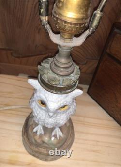 DRESDEN. OWL LAMP. Converted Oil Lamp. Not A Reproduction. Antique