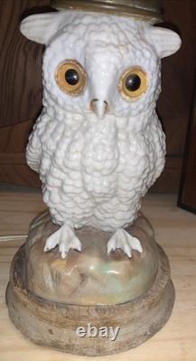 DRESDEN. OWL LAMP. Converted Oil Lamp. Not A Reproduction. Antique