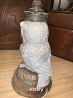 DRESDEN. OWL LAMP. Converted Oil Lamp. Not A Reproduction. Antique