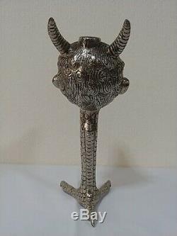 Devil Oil Lamp Satyr Lighter Head Brass Antique Rare Claw foot Figural Vintage
