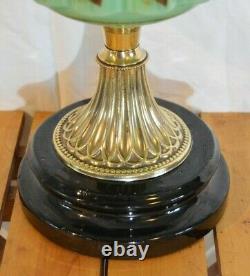 Duplex Oil Lamp. Green Hand Painted Font. Brass & Ceramic Base. Falks Burner