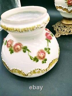 EAPG Dithridge Oil Lamp GWTW Rose Wreath Antique