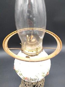 EAPG Dithridge Oil Lamp GWTW Rose Wreath Antique