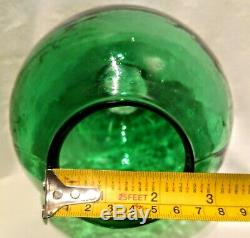 EMERALD GREEN ANTIQUE PEDESTAL OIL LAMP, SHADE Rare to find complete and working