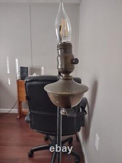 Early 1900 Wrought Iron 52 Electric Swivel Oil Lamp Style Bridge Arm Floor Lamp