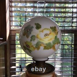 Early Antique Oil Converted To Electric 25 Hand Painted GWTW Large Table Lamp