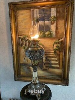 Edward Miller Parlor Lamp Victorian Parlor Lamp Original Oil Glass Shade
