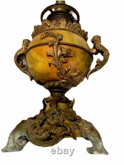 Edward Miller Rochester lamp Company 19th Century Figural Oil Lamp. Rare