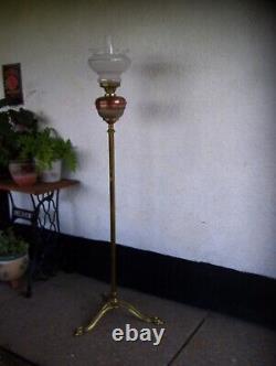 Edwardian Brass Freestanding Oil Lamp+base-gc