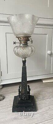 Egyptian Revival antique cast iron oil lamp base Cleopatra