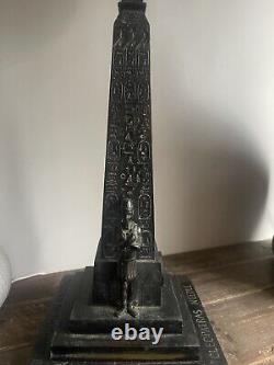 Egyptian Revival antique cast iron oil lamp base Cleopatra