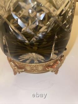 Elegant antique lantern glass VINTAGE 19 century oil lamp Brass