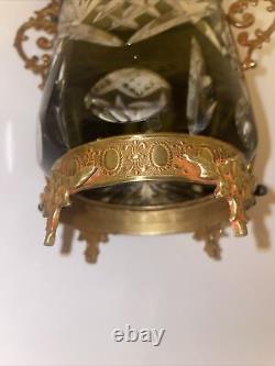 Elegant antique lantern glass VINTAGE 19 century oil lamp Brass