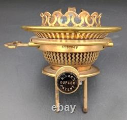 Excellent Victorian brass Hinks Patent Duplex lug fit oil lamp raiser burner