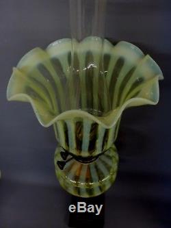 Fabulous Original Complete Victorian Vaseline Glass Duplex Oil Lamp